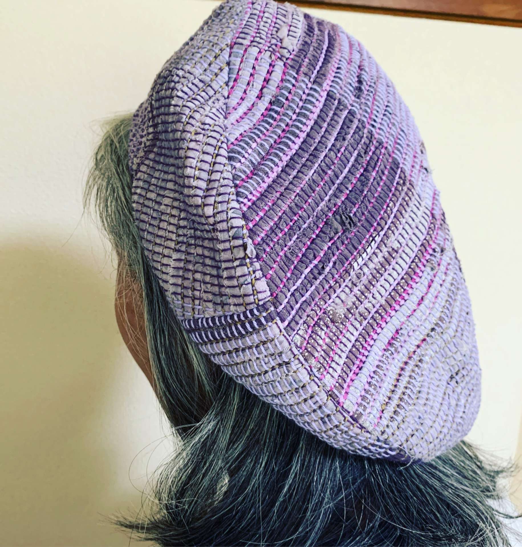 【さきおり工房浩子】裂き織りベレー帽作り方も簡単！